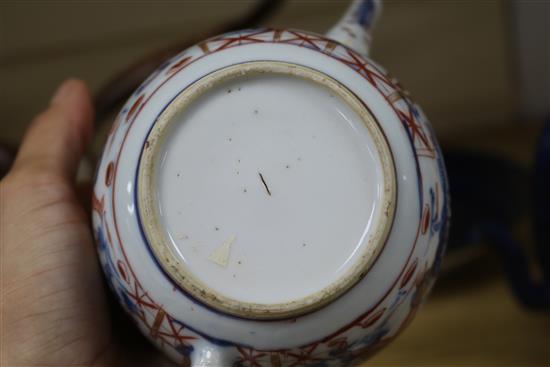 Two Chinese 18th century teapots and a dish tallest 14cm